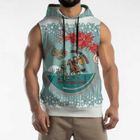 Cowboy Christmas Sleeveless Hoodie Giddy Up Jingle Horse Green Version - Wonder Print Shop