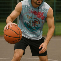 Cowboy Christmas Sleeveless Hoodie Giddy Up Jingle Horse Green Version - Wonder Print Shop