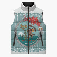 Cowboy Christmas Sleeveless Puffer Jacket Giddy Up Jingle Horse Green Version - Wonder Print Shop