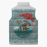 Cowboy Christmas Sleeveless Puffer Jacket Giddy Up Jingle Horse Green Version - Wonder Print Shop