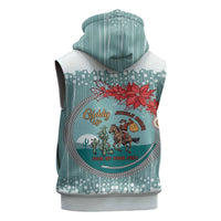 Cowboy Christmas Sleeveless Zip Hoodie Giddy Up Jingle Horse Green Version - Wonder Print Shop