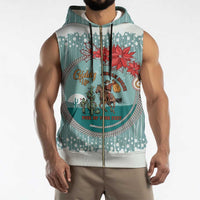 Cowboy Christmas Sleeveless Zip Hoodie Giddy Up Jingle Horse Green Version - Wonder Print Shop