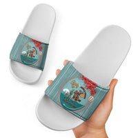 Cowboy Christmas Slide Sandals Giddy Up Jingle Horse Green Version - Wonder Print Shop