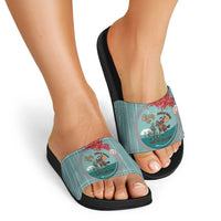 Cowboy Christmas Slide Sandals Giddy Up Jingle Horse Green Version - Wonder Print Shop