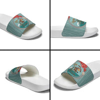Cowboy Christmas Slide Sandals Giddy Up Jingle Horse Green Version - Wonder Print Shop