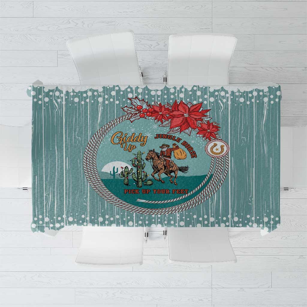 Cowboy Christmas Tablecloth Giddy Up Jingle Horse Green Version - Wonder Print Shop