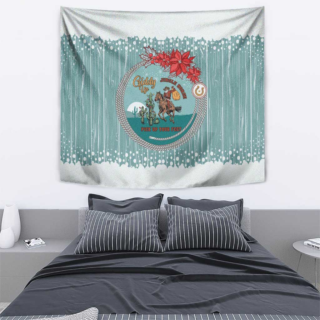 Cowboy Christmas Tapestry Giddy Up Jingle Horse Green Version - Wonder Print Shop