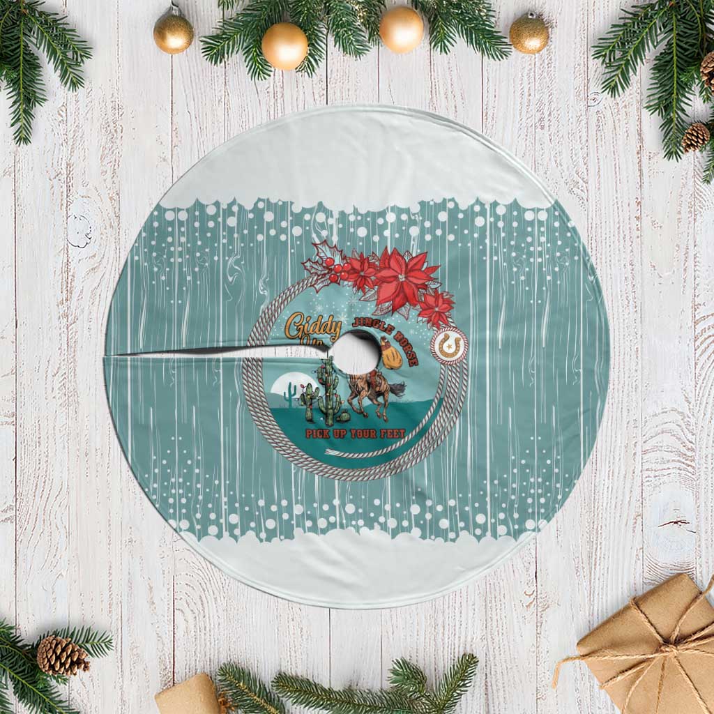 Cowboy Christmas Tree Skirt Giddy Up Jingle Horse Green Version - Wonder Print Shop
