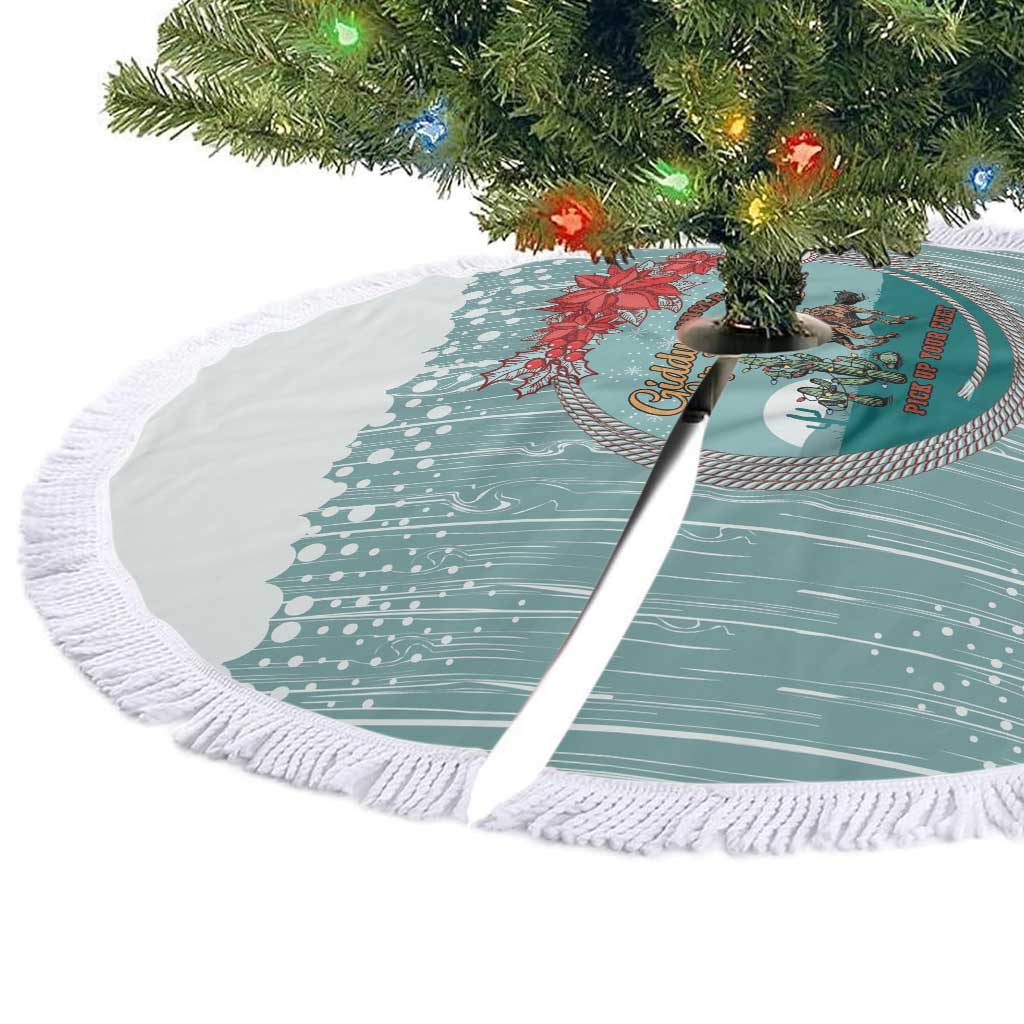 Cowboy Christmas Tree Skirt Giddy Up Jingle Horse Green Version - Wonder Print Shop