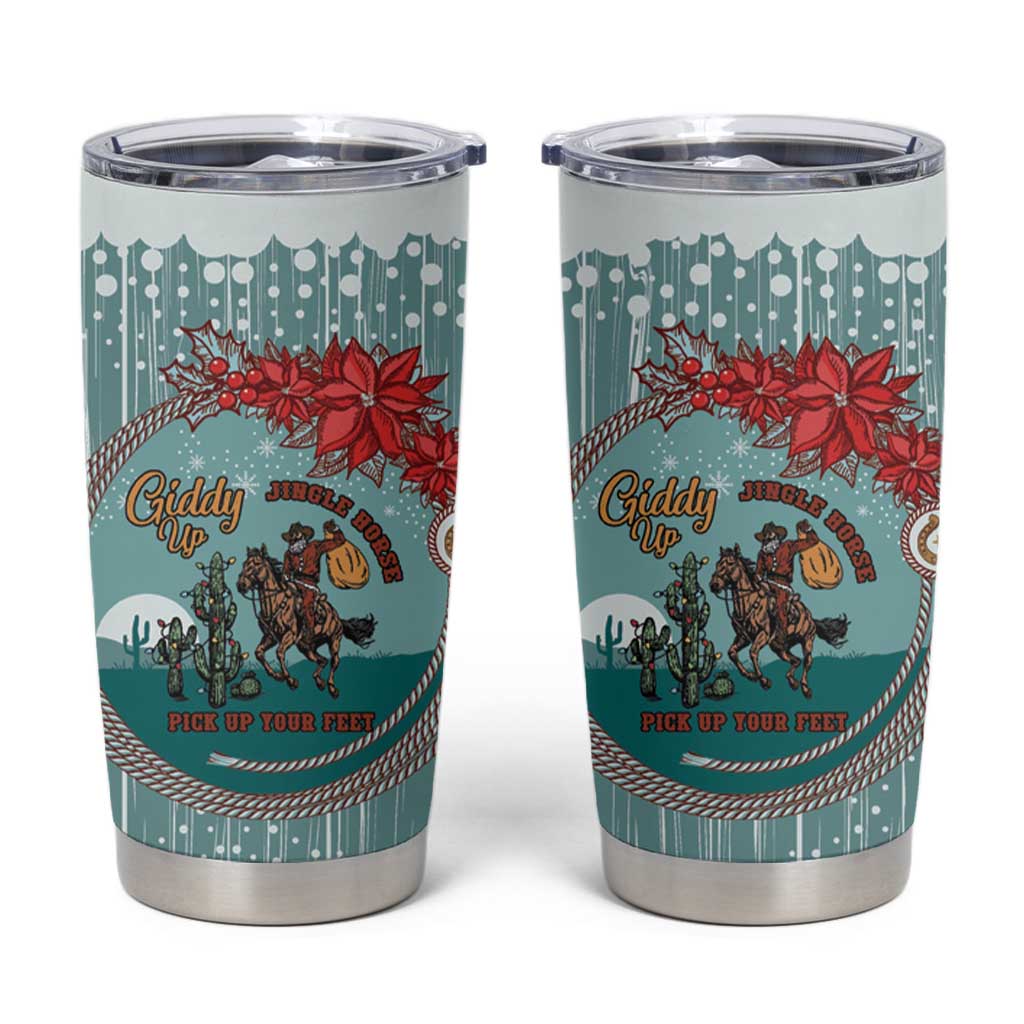 Cowboy Christmas Tumbler Cup Giddy Up Jingle Horse Green Version - Wonder Print Shop