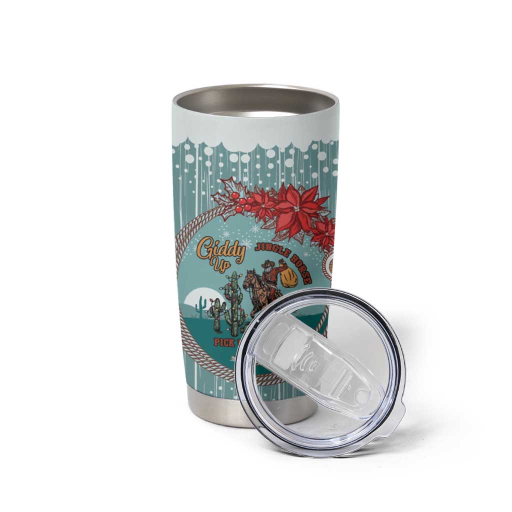 Cowboy Christmas Tumbler Cup Giddy Up Jingle Horse Green Version - Wonder Print Shop