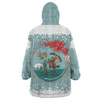 Cowboy Christmas Wearable Blanket Hoodie Giddy Up Jingle Horse Green Version - Wonder Print Shop