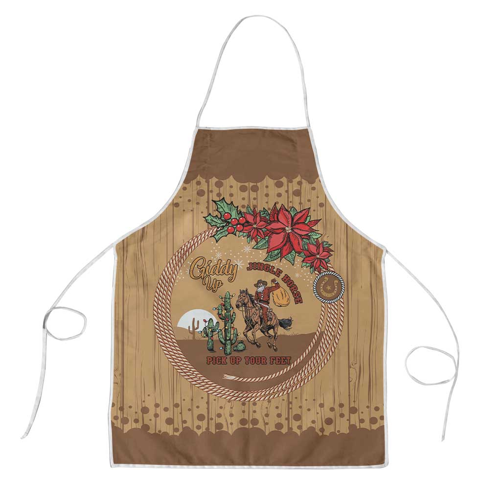 Cowboy Christmas Apron Giddy Up Jingle Horse Brown Version - Wonder Print Shop