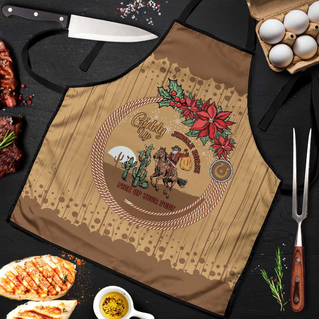 Cowboy Christmas Apron Giddy Up Jingle Horse Brown Version - Wonder Print Shop