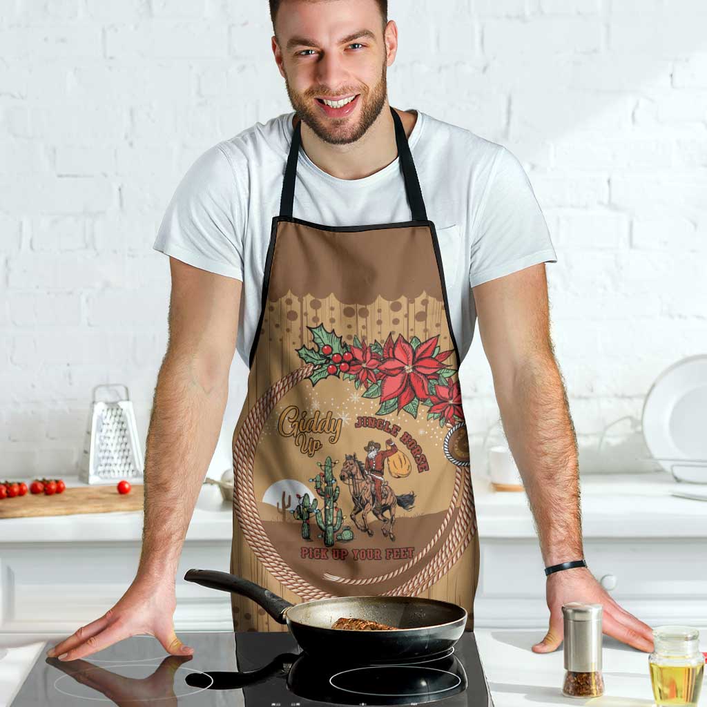 Cowboy Christmas Apron Giddy Up Jingle Horse Brown Version - Wonder Print Shop