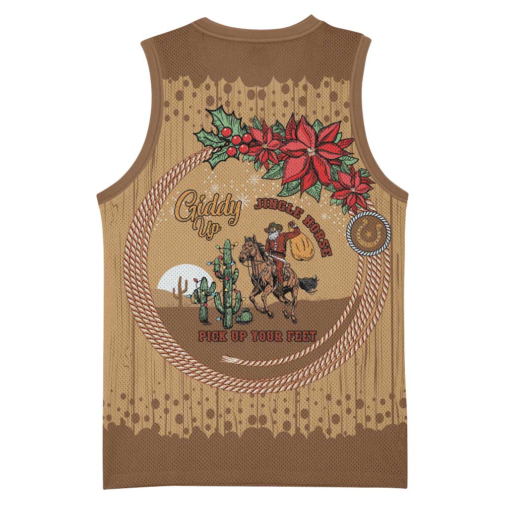 Cowboy Christmas Basketball Jersey Giddy Up Jingle Horse Brown Version - Wonder Print Shop