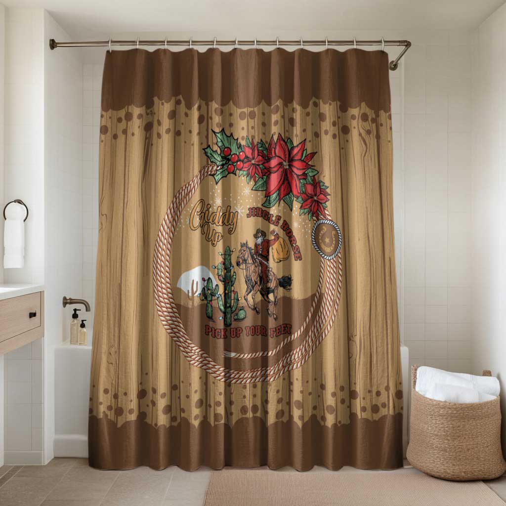 Cowboy Christmas Bathroom Set Giddy Up Jingle Horse Brown Version - Wonder Print Shop