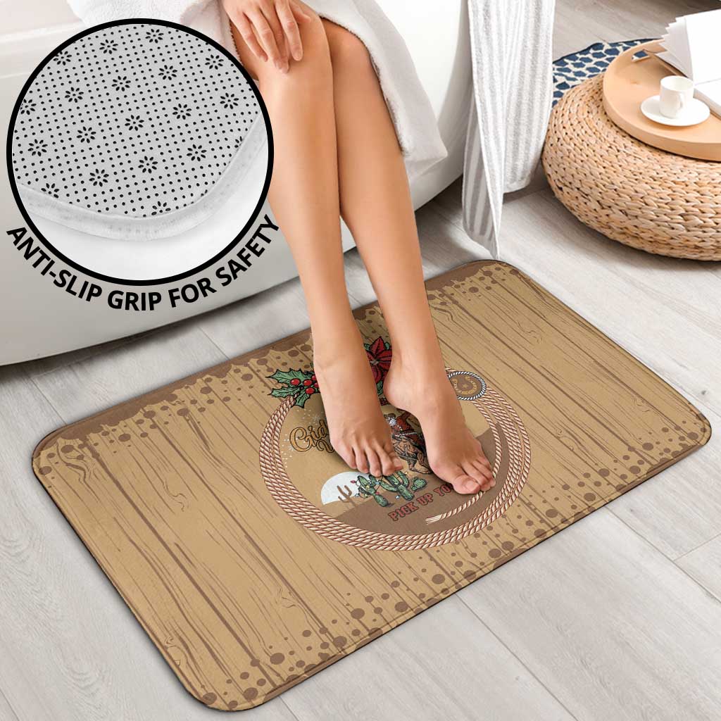 Cowboy Christmas Bathroom Set Giddy Up Jingle Horse Brown Version - Wonder Print Shop