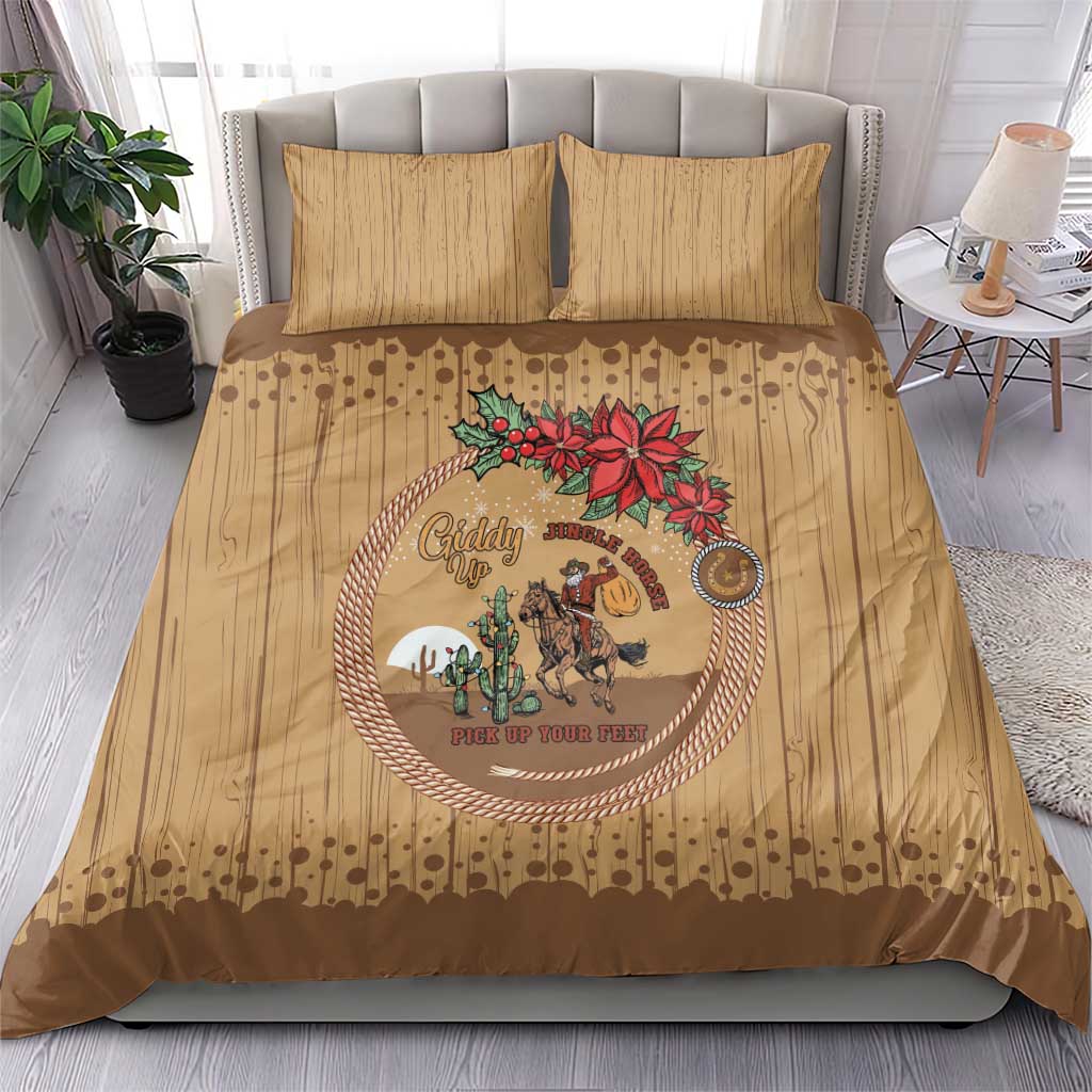 Cowboy Christmas Bedding Set Giddy Up Jingle Horse Brown Version - Wonder Print Shop