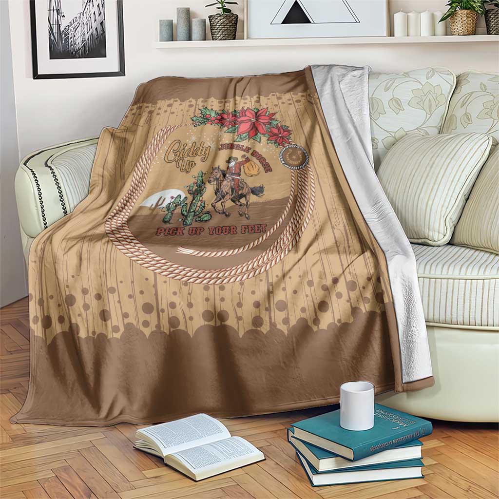Cowboy Christmas Blanket Giddy Up Jingle Horse Brown Version - Wonder Print Shop
