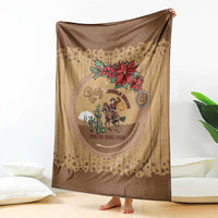 Cowboy Christmas Blanket Giddy Up Jingle Horse Brown Version - Wonder Print Shop