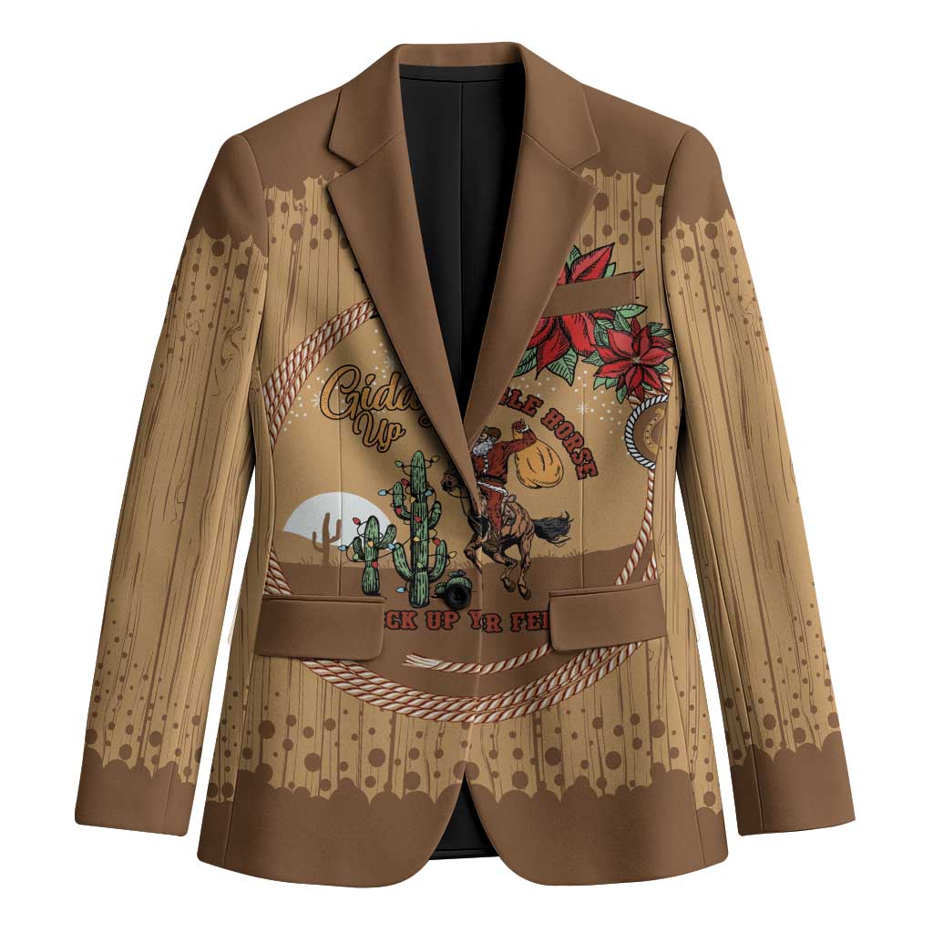 Cowboy Christmas Blazer Giddy Up Jingle Horse Brown Version - Wonder Print Shop
