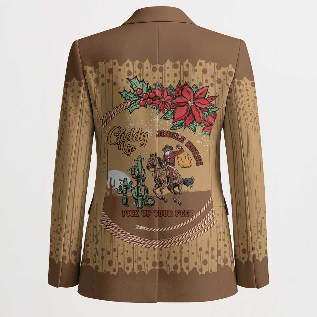 Cowboy Christmas Blazer Giddy Up Jingle Horse Brown Version - Wonder Print Shop