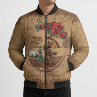 Cowboy Christmas Bomber Puffer Jacket Giddy Up Jingle Horse Brown Version - Wonder Print Shop