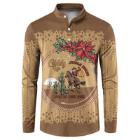 Cowboy Christmas Button Sweatshirt Giddy Up Jingle Horse Brown Version - Wonder Print Shop