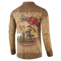 Cowboy Christmas Button Sweatshirt Giddy Up Jingle Horse Brown Version - Wonder Print Shop