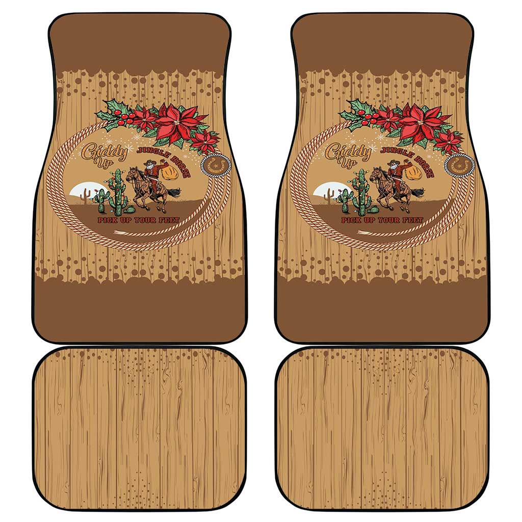 Cowboy Christmas Car Mats Giddy Up Jingle Horse Brown Version - Wonder Print Shop