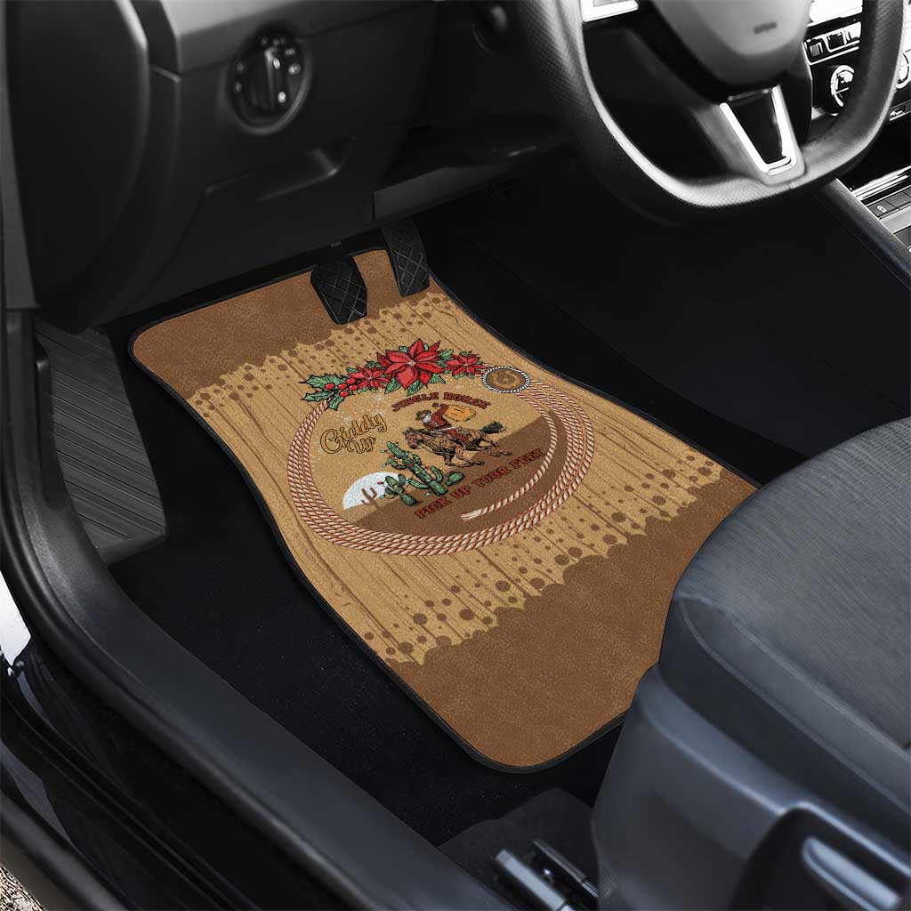 Cowboy Christmas Car Mats Giddy Up Jingle Horse Brown Version - Wonder Print Shop