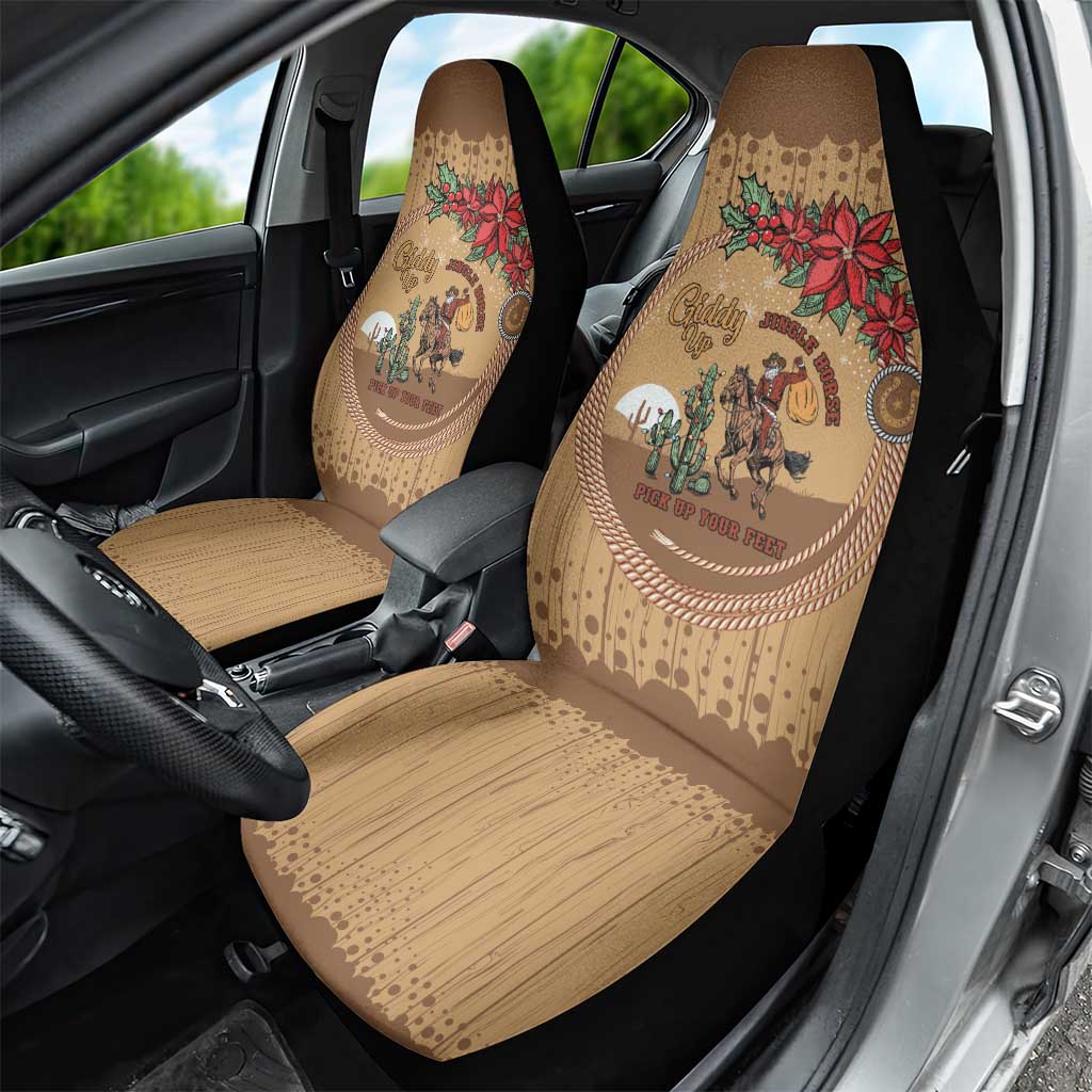 Cowboy Christmas Car Seat Cover Giddy Up Jingle Horse Brown Version - Wonder Print Shop