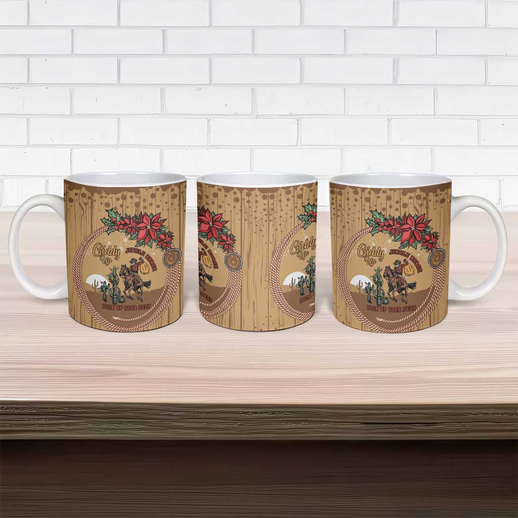 Cowboy Christmas Ceramic Mug Giddy Up Jingle Horse Brown Version - Wonder Print Shop