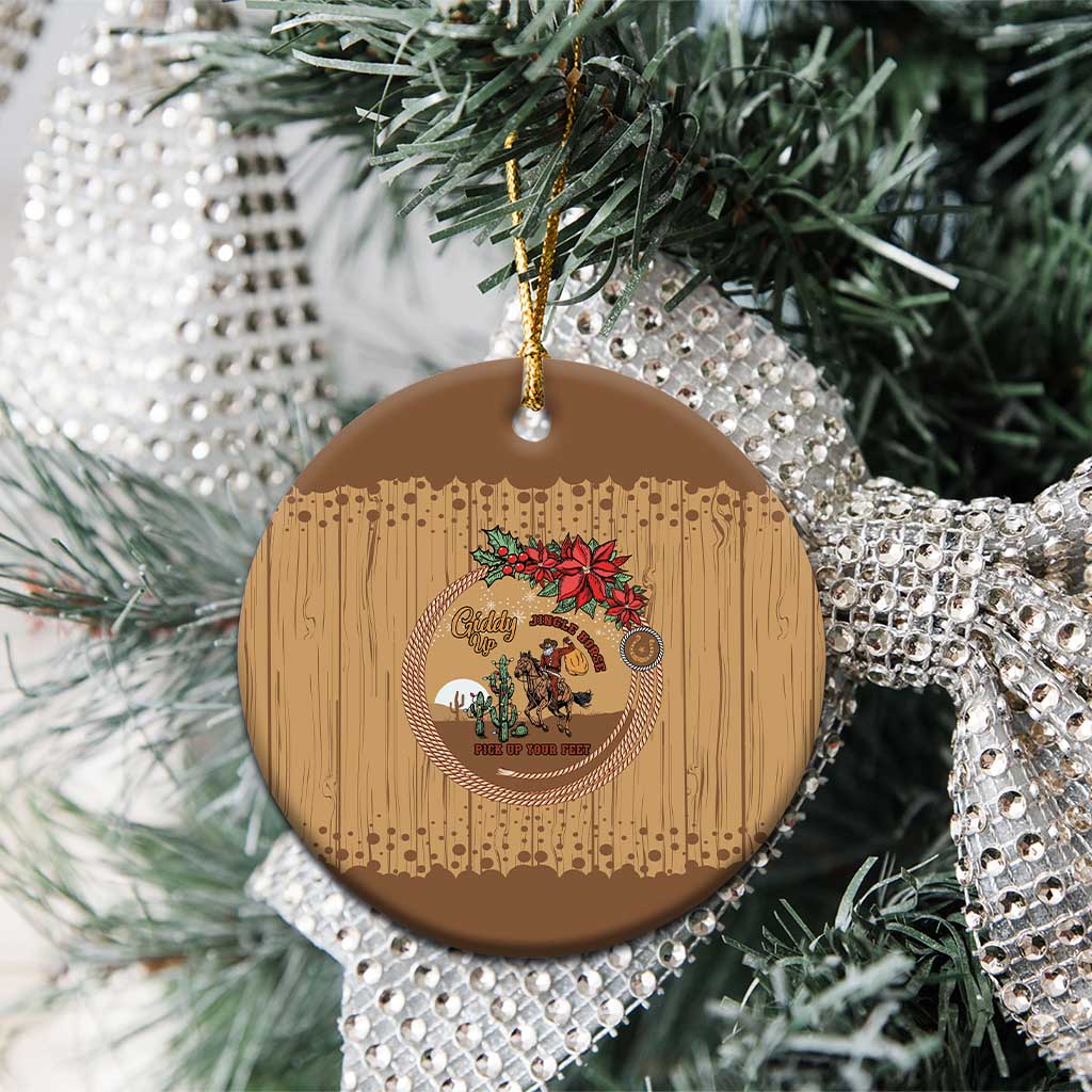 Cowboy Christmas Ceramic Ornament Giddy Up Jingle Horse Brown Version - Wonder Print Shop