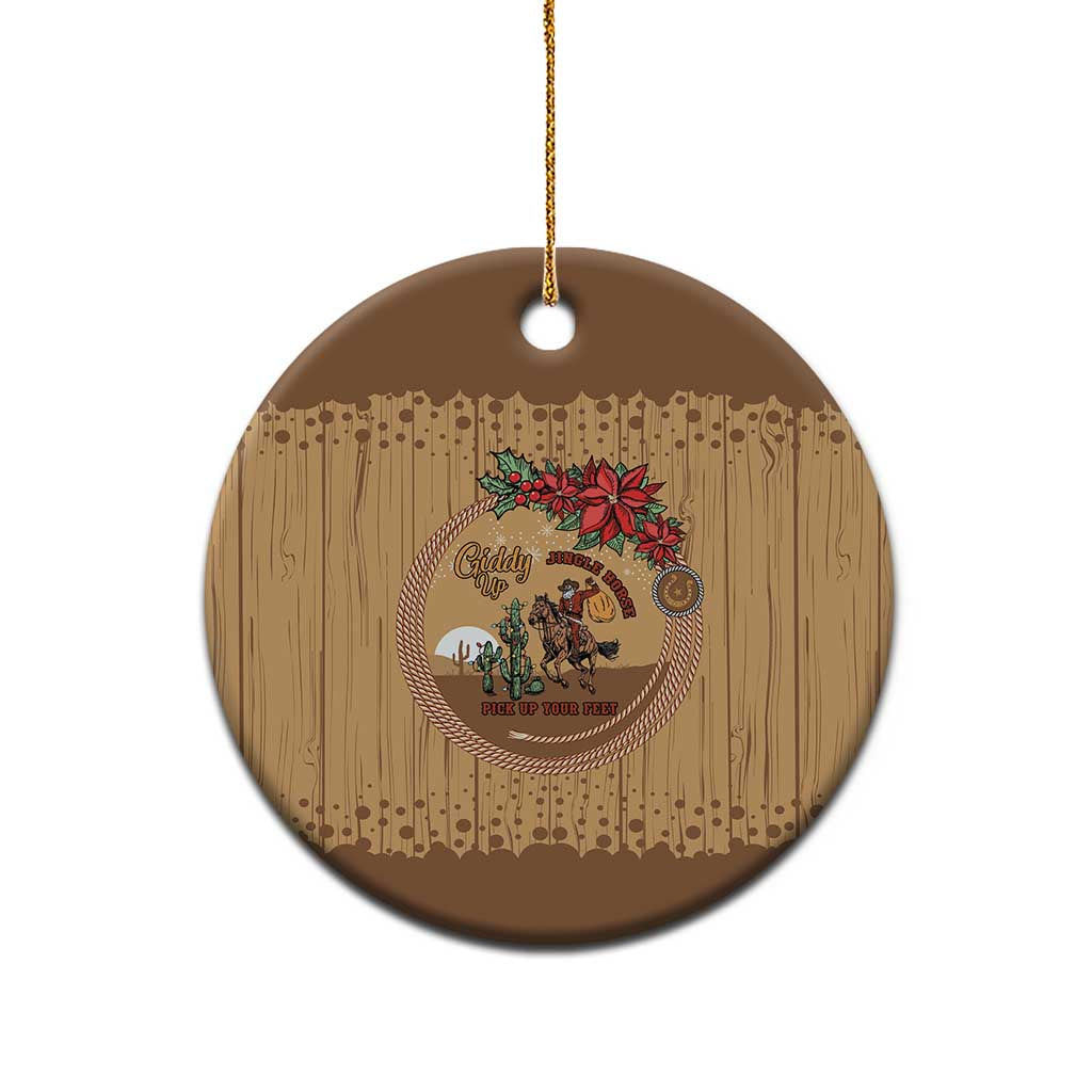 Cowboy Christmas Ceramic Ornament Giddy Up Jingle Horse Brown Version - Wonder Print Shop