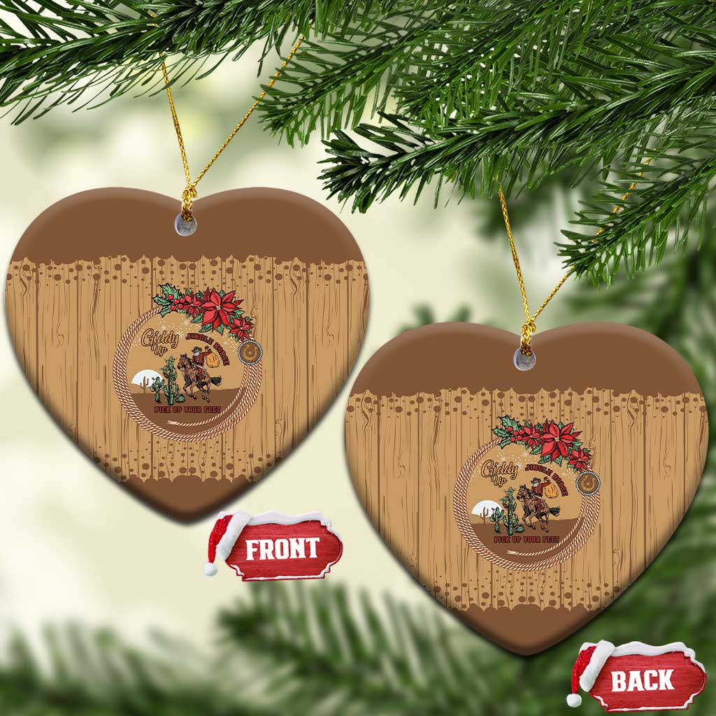 Cowboy Christmas Ceramic Ornament Giddy Up Jingle Horse Brown Version - Wonder Print Shop