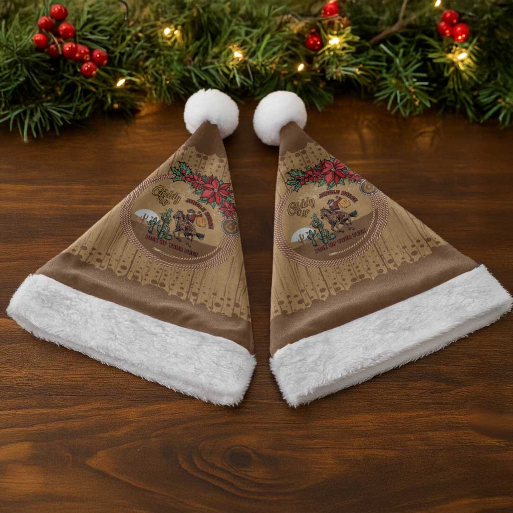 Cowboy Christmas Santa Hat Giddy Up Jingle Horse Brown Version - Wonder Print Shop