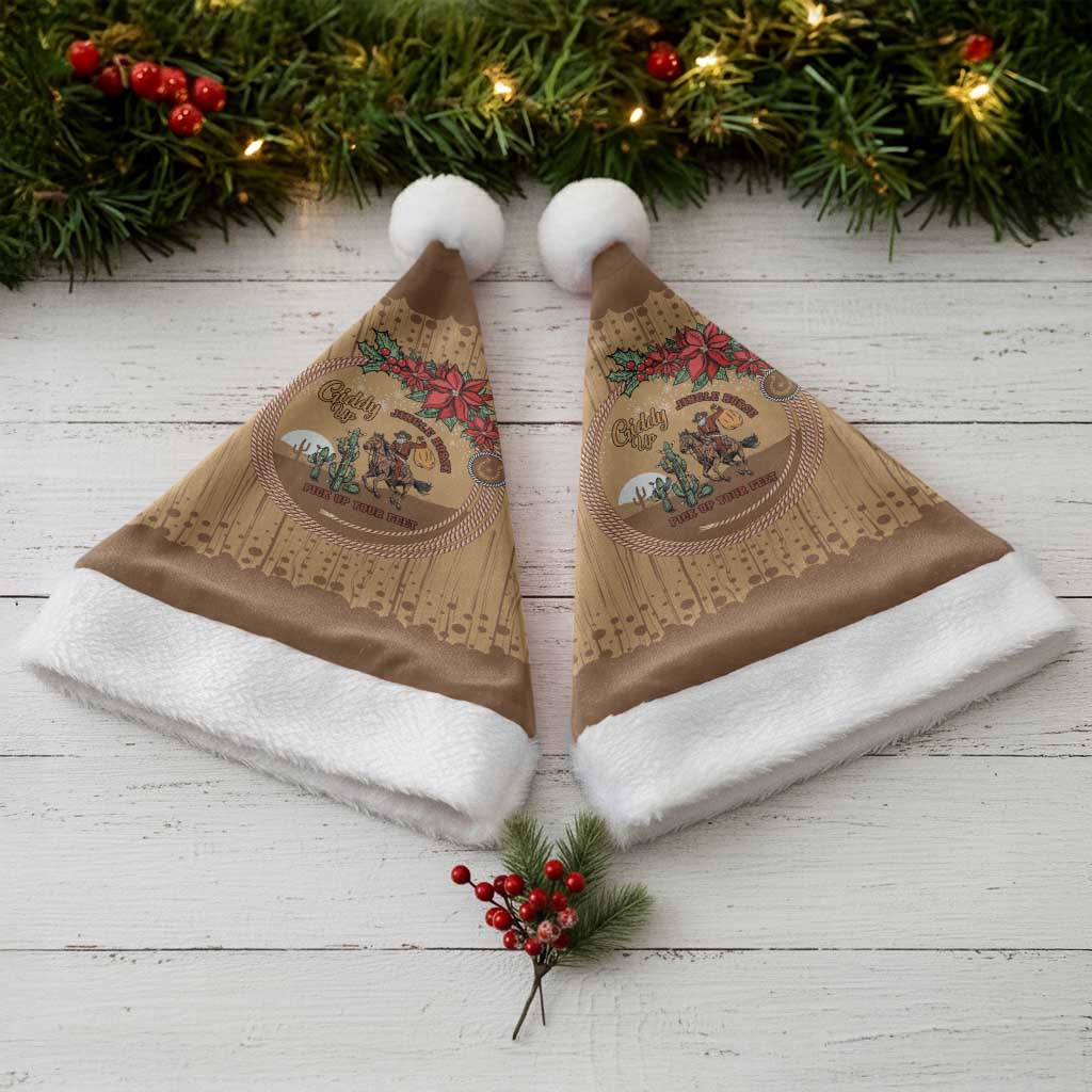 Cowboy Christmas Santa Hat Giddy Up Jingle Horse Brown Version - Wonder Print Shop