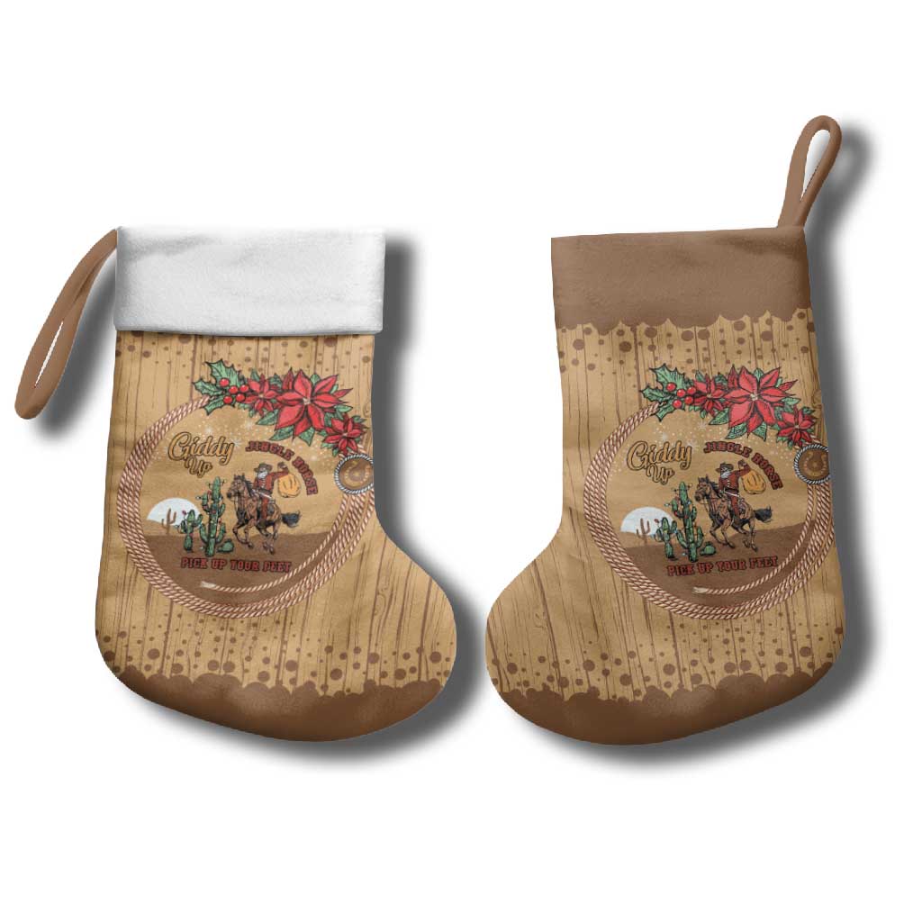 Cowboy Christmas Stocking Giddy Up Jingle Horse Brown Version - Wonder Print Shop