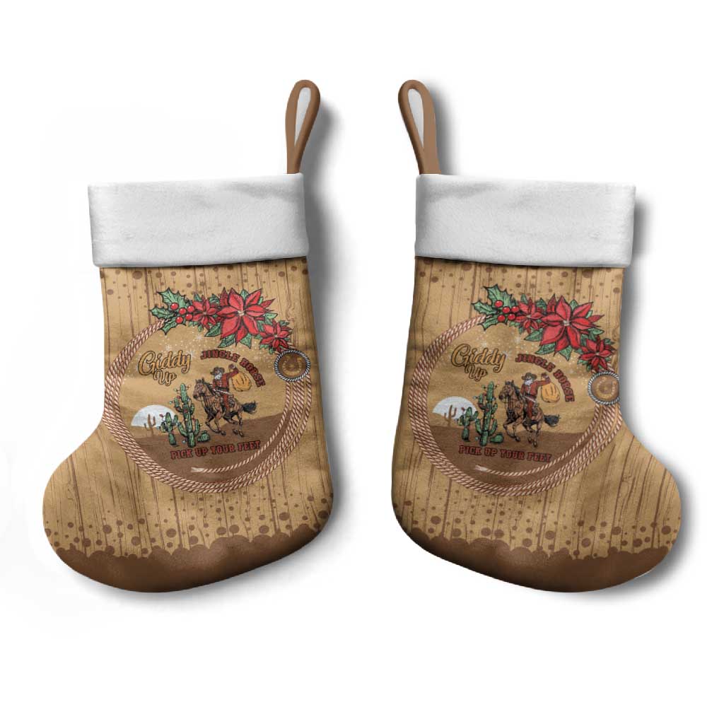 Cowboy Christmas Stocking Giddy Up Jingle Horse Brown Version - Wonder Print Shop