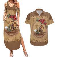 Cowboy Christmas Couples Matching Summer Maxi Dress and Hawaiian Shirt Giddy Up Jingle Horse Brown Version - Wonder Print Shop