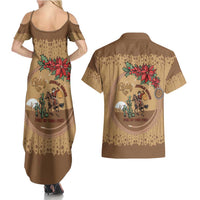 Cowboy Christmas Couples Matching Summer Maxi Dress and Hawaiian Shirt Giddy Up Jingle Horse Brown Version - Wonder Print Shop