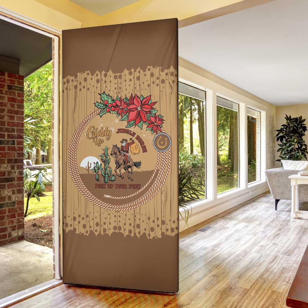 Cowboy Christmas Door Cover Giddy Up Jingle Horse Brown Version - Wonder Print Shop