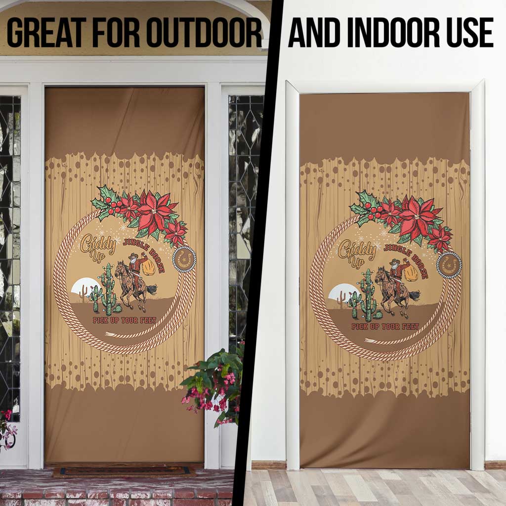 Cowboy Christmas Door Cover Giddy Up Jingle Horse Brown Version - Wonder Print Shop