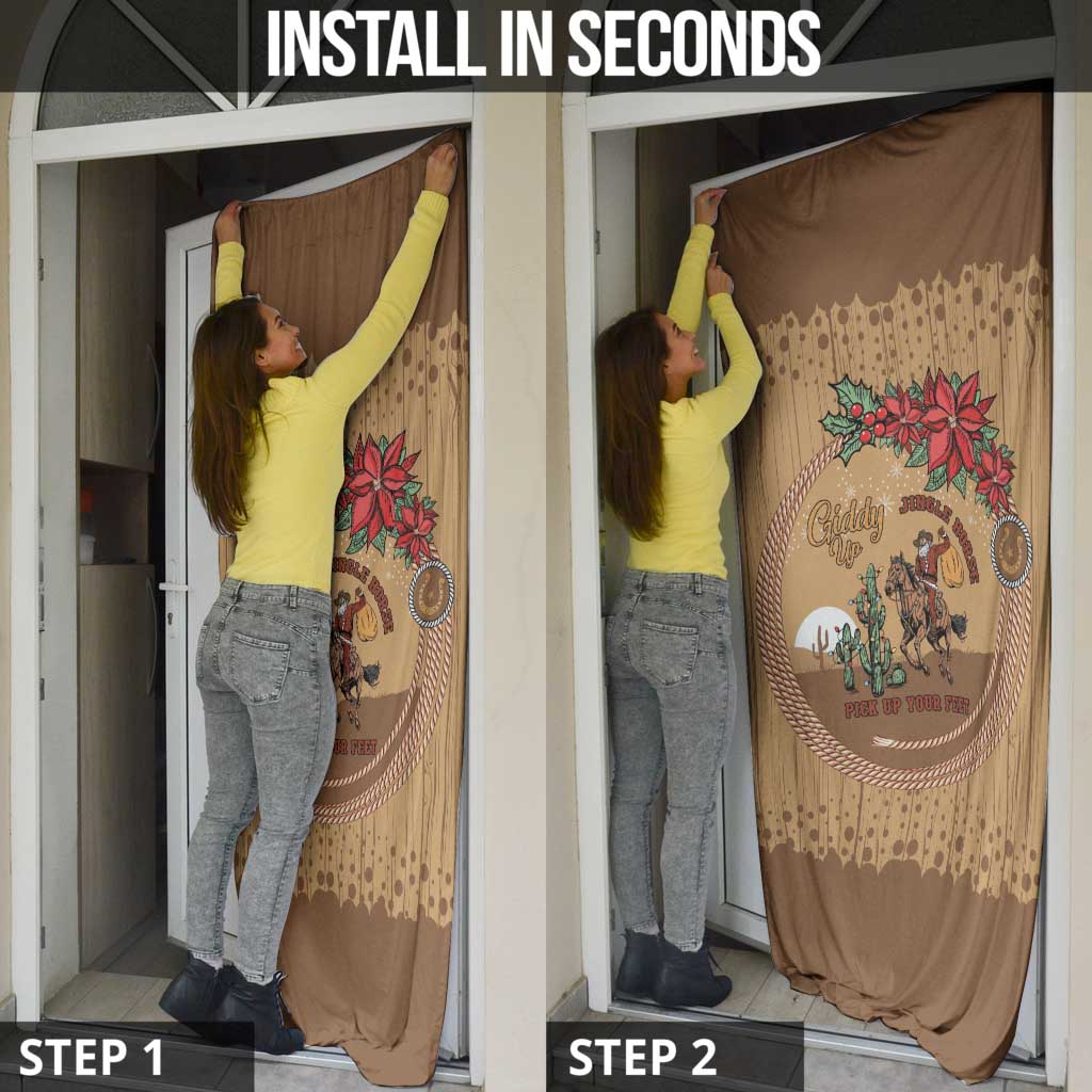 Cowboy Christmas Door Cover Giddy Up Jingle Horse Brown Version - Wonder Print Shop
