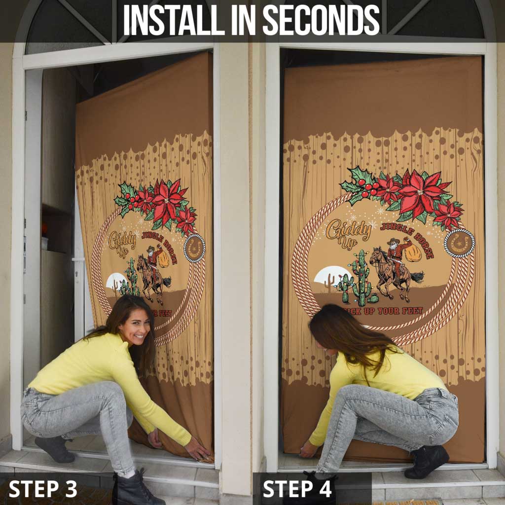 Cowboy Christmas Door Cover Giddy Up Jingle Horse Brown Version - Wonder Print Shop