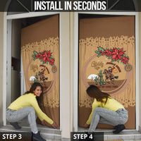 Cowboy Christmas Door Cover Giddy Up Jingle Horse Brown Version - Wonder Print Shop
