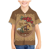 Cowboy Christmas Family Matching Mermaid Dress and Hawaiian Shirt Giddy Up Jingle Horse Brown Version - Wonder Print Shop
