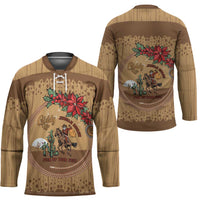 Cowboy Christmas Hockey Jersey Giddy Up Jingle Horse Brown Version - Wonder Print Shop